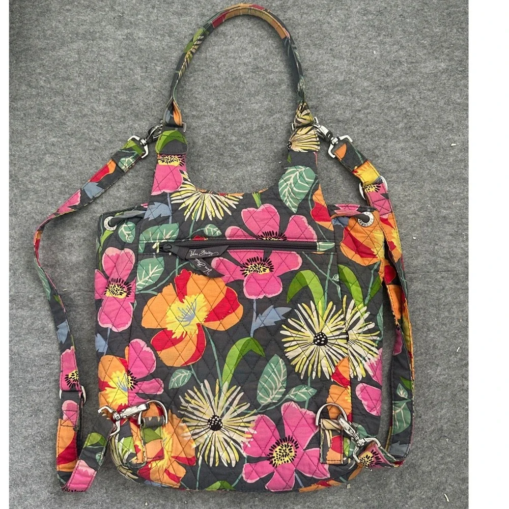 Vera Bradley Jazzy Blooms Convertible Backpack Tote Floral Quilted Cotton Bag